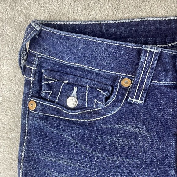 VTG True Religion Becky Low Rise Bootcut Jeans Women's Sz 27 Dark Wash Denim Y2K - Picture 3 of 16